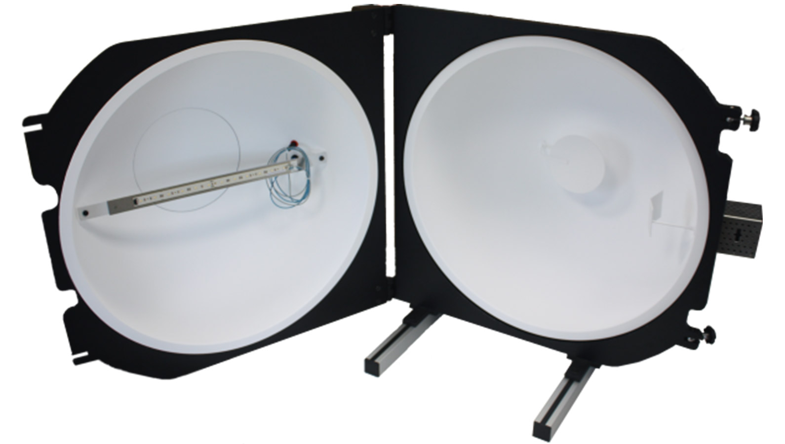 Opened Integrating sphere with internal sample holder and two baffles 